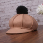 T&auml;iskasvanute talvine soe villane m&uuml;ts naistele Fedora Vintage Pompom Cap Viltk&uuml;barad Naistele Cloche Bowler Church M&uuml;tsid Chapeau Femme Caps B-8776 M kaamel