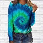 Naiste s&uuml;gistopsid lahtised kassiv&auml;rvilised Vortex Print Causal pikkade varrukatega T-s&auml;rk top pluus XS sinine