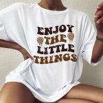 Nautige pisiasju V&auml;rviline &uuml;lisuur T-s&auml;rk Smiley Positiivsed &uuml;tlemised lahtised s&auml;rgid Naiste mood vabaaja puuvillane esteetiline top S valge