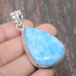Larimar Gemstone 925 Sterling Silver k&auml;sitsi valmistatud imeline ehteripats naistele 2.36 Inches sinine