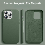 Luksuslik nahast magnet&uuml;mbris iPhone'i 15 Pro Max 14 13 Pro Max Plus Mini jaoks Magsafe'i juhtmevaba laadimise telefoni&uuml;mbriste jaoks Taga P&otilde;rutuskindel kate iphone 12/12pro roheline