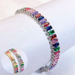 CMM naiste mood valge kuldne mitmev&auml;rviline ristk&uuml;likukujuline tsirkoon tennise k&auml;ev&otilde;ru pulmapeo ehted valge kulla v&auml;rv