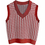 Naiste mood Suurem&otilde;&otilde;tmeline Houndstooth ruuduline kootud vest kampsun Vintage varrukateta k&uuml;lgmised tuulutusavad Naiste vest &scaron;ikk topsid S