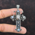 H&otilde;bedane Titaan Druzy V&auml;&auml;riskivi Ripats Disainer Rist Ripats 925 Sterlingh&otilde;be Ripats K&auml;sitsi valmistatud Vikerkaare Kuukivi Ripats Kingitus Emale