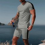 Suvine meeste T-s&auml;rgi &uuml;likond &uuml;hev&auml;rviline Lihtne vabaaja kampsun L&uuml;hikeste varrukatega l&uuml;hikeste p&uuml;kste komplekt Kaks t&uuml;kki t&auml;navar&otilde;ivaid 4XL