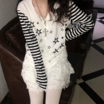 Gooti stiilis Harajuku Star Triibulise Printiga T-s&auml;rgid Naiste Pullovers Goth Punk Y2k Grunge Kawaii T-s&auml;rgid Kpop M