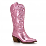 Roosad Cowboy Cowgirl naiste saapad naistele L&auml;&auml;ne t&otilde;mblukuga tikitud terava kontsaga k&otilde;rgete kontsadega Kesk s&auml;&auml;red S&uuml;gis trendikad saapad Kingad 39 roosa