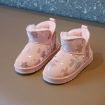 Laste puuvillased kingad Talvised pl&uuml;&uuml;sist isolatsiooniga libisemisvastased lumesaapad Multikas Lameda p&otilde;hjaga puuvillased saapad 19 valge