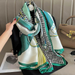 Houndstooth Print Sall Naiste s&uuml;gistalvine siidist soe sall roheline