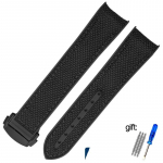 20 mm 22 mm kummist nailonist silikoonist kellarihm Omega GMT Planet Ocean Seamaster Diver 300 kumera otsaga oranži kellarihm Black-black 22mm&no logo