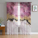 Roosa Marmor &Otilde;hukesed Aknakardinad Elutuppa Magamistuppa Modernsed Voile T&uuml;llkardinad Kangast Draperiidid K&ouml;&ouml;ki 135W x 114H(cm)