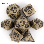 7 tk kollase draakoni metallist t&auml;ringut t&auml;ismetallist mitmetahuline t&auml;ringukomplekt, mis sobib rollim&auml;nguks RPG lauam&auml;ngu kaardim&auml;nguks mitmev&auml;rviline