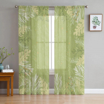 Taimede Lehed Lilled Oksad Lihtne Magamistuba L&auml;bipaistvad &Otilde;hukesed Kardinad P&uuml;hade Kaunistus Akna Voile T&uuml;llkardin 135W x 244H(cm) x 2