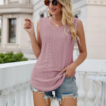 GMXIA naiste moe vabaaja suvine &uuml;hev&auml;rvilise prindiga augud on v&auml;lja &otilde;&otilde;nestatud Varrukateta V-kaelusega lahtine vest S lilla