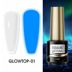 ROSALIND 7 ml Glow Top Coat geel-k&uuml;&uuml;nelakk Sinine helendav pealislakk, mis on kuivatatud UV/LED-lambiga