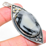 Natural Ocean Fume Agate Gemstone 925 Sterling Silver Gift Pendant 2.80 g2w22