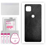 apgo Protective Skin Sticker for the back compatible with Motorola Moto G 5G, Wrap Film, Foil, Vinyl - Pattern Black Leather