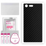 apgo Protective Skin Sticker for the back compatible with Sony Xperia X Compact, Wrap Film, Foil, Vinyl - Pattern Carbon Black