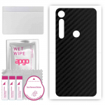 apgo Protective Skin Sticker for the back compatible with Motorola One Vision Plus, Wrap Film, Foil, Vinyl - Pattern Carbon Black