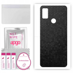 apgo Protective Skin Sticker for the back compatible with ZTE Blade A51s, Wrap Film, Foil, Vinyl - Pattern Black Honeycomb