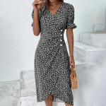 Suvised naiste moeprindiga geomeetrilised kollaažmullidega varrukad ebakorrap&auml;rase kandiga kleidid XXXL must