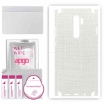 apgo Protective Skin Sticker for the back+sides compatible with Xiaomi Redmi Note 8 Pro, Full Wrap Film, Foil, Vinyl - Pattern White Fabric