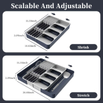 3-in-1 suur noa ja kahvli sahtlikorraldaja lusikate ja kahvlite korraldaja k&ouml;&ouml;giriistade riiul sahtlikorralduskarp 2-in-1 cutlery box hall