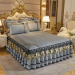 Luksuslik voodikate voodil Euroopa stiilis pulmavoodilina pits voodiseelikud Queen-suuruses Crystal Velvet King Size kodutekstiilid 2Pcs Pillowcase gray