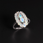 Elegantne h&otilde;bedane naiste s&otilde;rmus naturaalse Etioopia opaaliga 1,74 ct tuld s&auml;ravate v&auml;&auml;riskivide v&auml;rvikivist s&uuml;nnikivist ehted US RING SIZE:7# valge