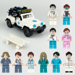 Valge meditsiinilise p&auml;&auml;steauto kanderaami tarvikud Kiirabi Laste ehitusklotsid M&auml;nguasi Kingitus