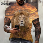 Mood Lion Meeste 3D-prindiga vabaaja l&uuml;hikeste varrukatega T-s&auml;rk Trend vabaaja l&otilde;bus ja lahe &uuml;mara kaelusega l&uuml;hikeste varrukatega t-s&auml;rk XL