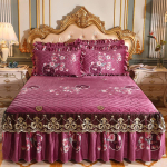 Luksuslik tr&uuml;kitud flanellist tepitud voodikate King Queen Pehme peen sametvoodi seelik Romantiline voodikate, ei kuulu komplekti. Padjap&uuml;&uuml;r Only 2pcs Pillowcase