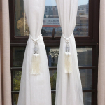 Helmestega dekoratiivne kardinapandlaga majapidamisakna kardina k&ouml;is tuttiga kardina lipsuga helmestega pall sobib magamistuppa One Size valge