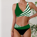 Naiste ujumisriided Tankini 2-osaline ujumistrikoo, mustvalge triibuline ujumiskost&uuml;&uuml;m, rippuva kaelaga ujumistrikoo S must