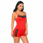 Ladysta Babydoll RED ujumistrikoo koos l&uuml;hikese &ouml;&ouml;riietega Vaba suurus( SML) Free size( S M L) punane