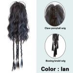 S&uuml;nteetilised pikad juuksed palmik hobusesaba juuksekummik poks palmik parukas k&uuml;&uuml;nis klamber pool hobusesaba vesi laine pikendus naiste kandmiseks 60cm