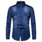 Moodsad meeste teksariidest teksas&auml;rgid Kauboi stiilis s&auml;rk Meeste pikkade varrukatega puuvillased Slim Fit soliidsed s&auml;rgid M