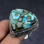 Pyrite Turquoise Gemstone 925 Sterling Silver gift Jewelry Ring Size 8 d5s29