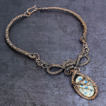 Natural K2 Blue Azurite Gemstone Copper Wire Wrap Jewelry Necklace 18 a7n14