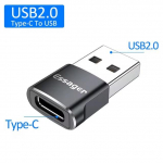Essageri USB-t&uuml;&uuml;pi C OTG-adapter C-t&uuml;&uuml;pi USB-C isane-USB 3.0 emane konverter Macbooki Samsung S20 Huawei USBC OTG-pistiku jaoks Type C to USB 2.0 must