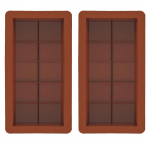 Kaks t&uuml;kki suuri &scaron;okolaadivorme toidukvaliteediga tarretisega energiabatoonid vahvlid, silikoonist k&uuml;psetusvormid One Size pruun