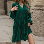 Naiste s&uuml;gisene V-kaelusega pikkade varrukatega &uuml;hev&auml;rviline sametkleit naistele L tumeroheline v&auml;rv