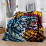 Beast Animal Tiger, Sabretooth Cartoon Pehme pl&uuml;&uuml;sist tekk, Flanelltekk Elutoa voodi Diivan Pikniku jaoks 30x40in