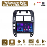 Android Carplay Autoraadio Volkswagen Polo Mk4 IV 2001-2009 jaoks Multimeediapleier Peak Unit Stereo GPS-navigatsioon BT WIFI 4+64GB 1+16GB must