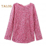 Naiste litritega kleit, suur vibu, kaunistustega pikkade varrukatega A-kujuline avar pullover p&otilde;lvedeni kokteilipeoklubi minikleit S roosa