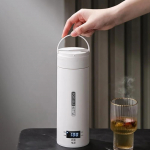 Elektriline tass Mini kaasaskantav reisimiseks talviseks soojaks soojenduseks veekeetja tass LED multifunktsionaalne automaatne termostaadi tass GB white