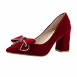 2024. aasta naiste kevade ja s&uuml;gise uued punased kivist vibu suured pulmakingad terava otsaga, mugavad madala suuga k&otilde;rged kontsad 34