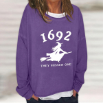 Naiste vabaaja moe vintage tr&uuml;kitud pikkade varrukatega O-kaelusega kampsun, kihiline pullover S must
