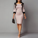 Naiste s&uuml;gis- ja talvekleit &otilde;lale, kolme neljandiku varrukatega seljaosa l&otilde;hikuga kleit S roosa