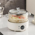 Multifunktsionaalne pott Kahek&otilde;rvaline p&otilde;lemisvastane klaasist kiirnuudlikauss kaanega Kodumajapidamises kasutatav tervishoid Elektriline keraamiline pliit Keetmine supipott valge